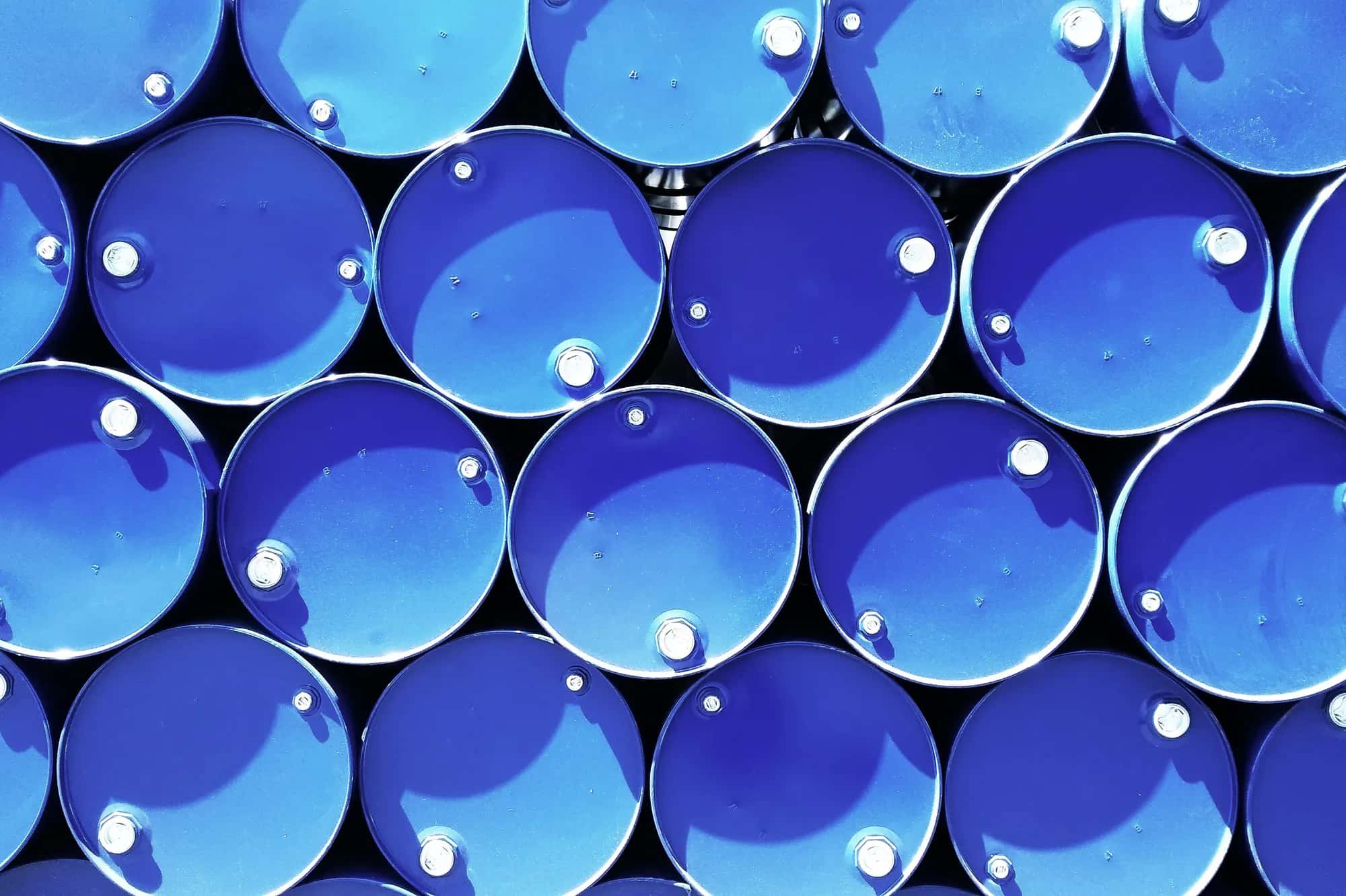 Sealed industrial drums prepared for bulk ingredient supply