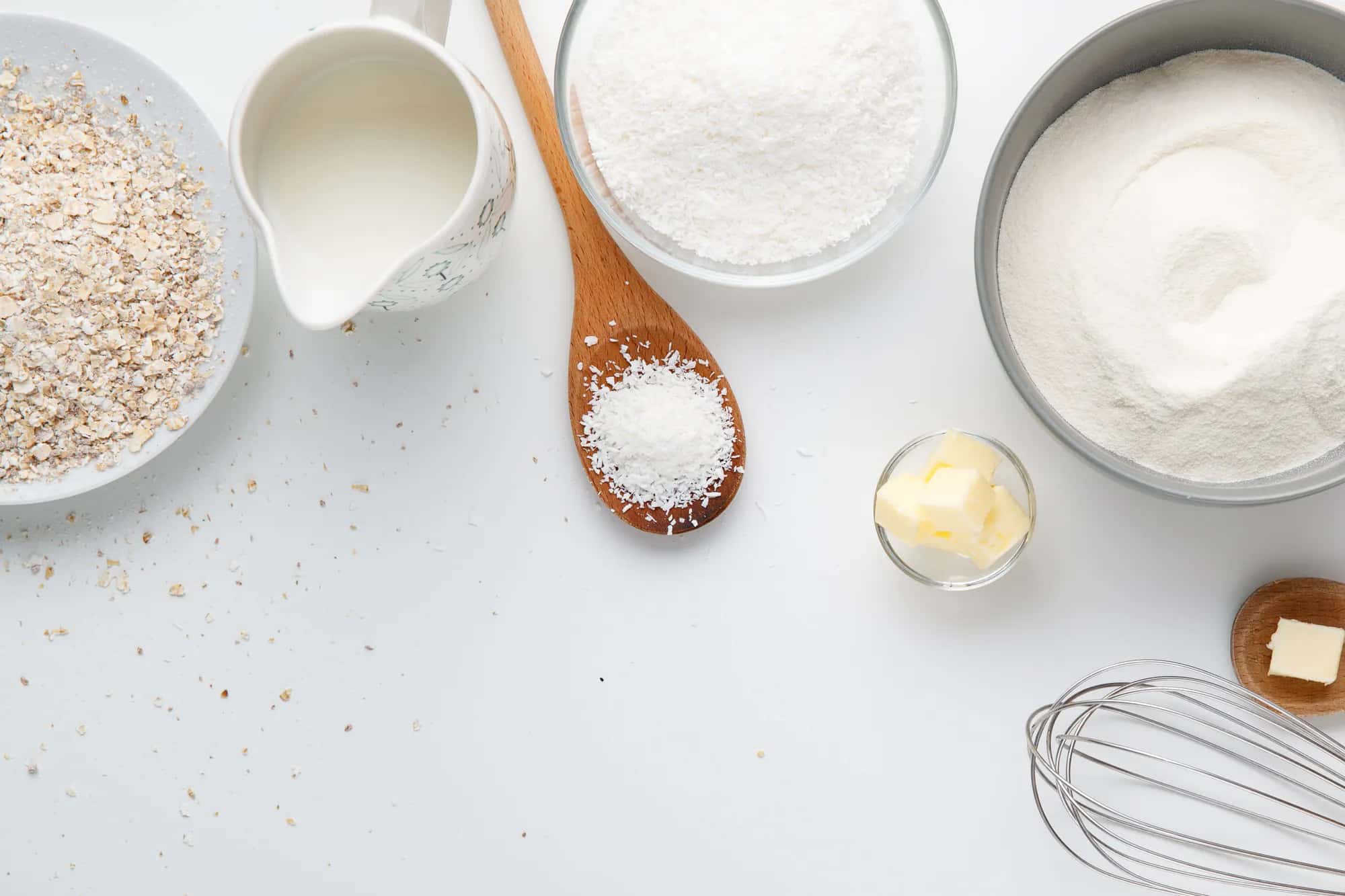 Flour, milk and other staple ingredients representing fortified foods