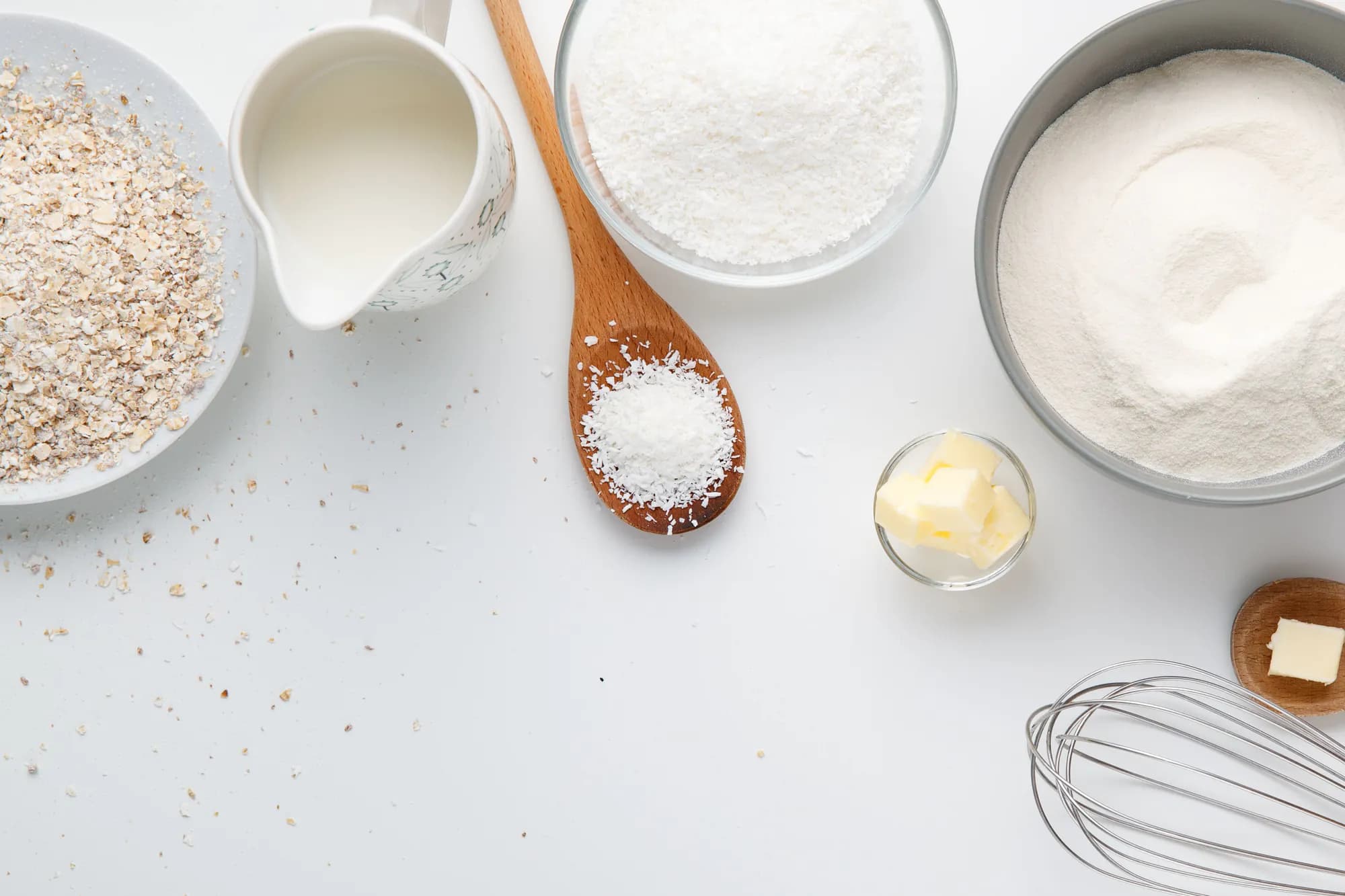 Flour, milk and other staple ingredients representing fortified foods